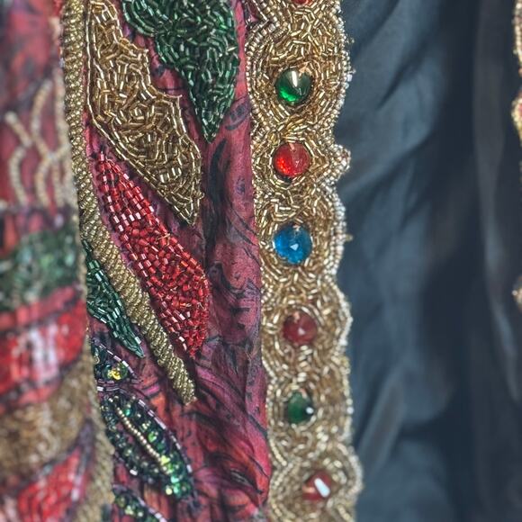 Vtg 90s Precious Moments Silk Beaded Jacket XL Y2K Ravecore Fairycore Boho - Picture 12 of 16